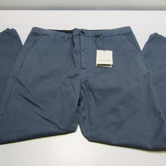 NEW ALLSAINTS Pants Workers Blue Size 36 Walde Skinny Fit Chino Mid Rise Regular - Picture 6 of 8